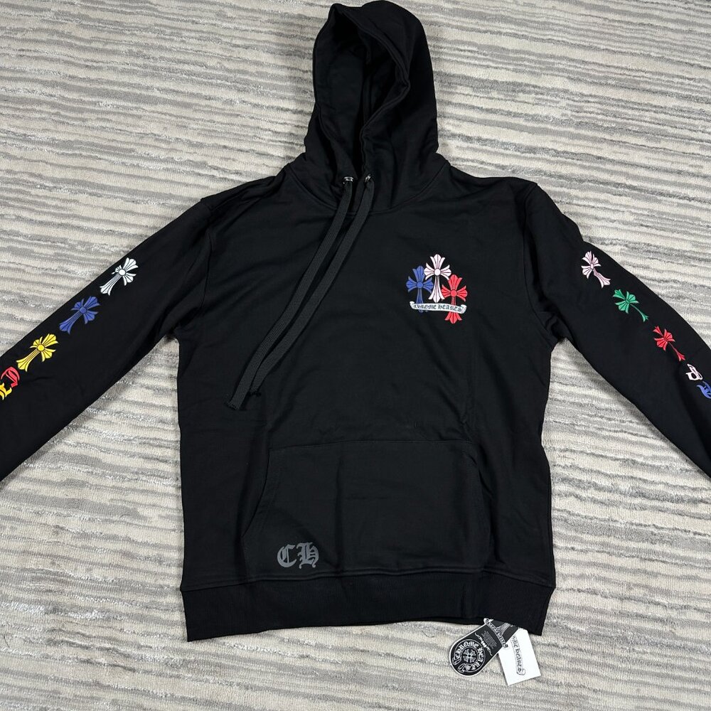 Chrome Hearts Multi Color Cross Hoodie Mens Size Large